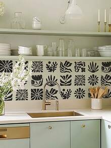 7.87x7.87英寸-10件马卡龙马蒂斯乙烯基墙砖贴纸，用于家居装饰，自粘式剥离粘贴式防溅瓷砖贴花，适用于厨房浴室，易于拆卸，适合租房者