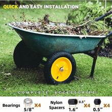 (2-PACK) 4.80/4.00-8" Tire And Wheel, 16" Pneumatic Tire Wheels With 3/4" Bearings And 3" Centered Hub For Wheelbarrow, Hand Truck, Garden Carts, Yard Wagon Dump Cart (Extra 5/8" Bearings)