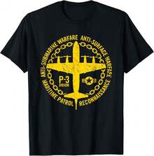P-3 Orion Anti-Submarine Warfare Naval Patrol Aircraft T-Shirt Gift For Dad Gift For Son Birthday Gift For 30 Year Old Woman - Black - View 1