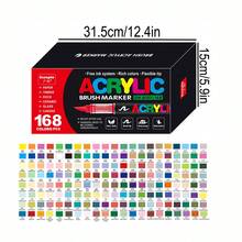 240/200/168 couleurs stylos marqueurs liquides acryliques résistants à l'eau, pointe de pinceau souple, marqueurs de peinture acrylique opaques et blendables, pour canevas, peinture sur roches, bois, pierre, verre, céramique, peinture sur tissu, DIY, graffitis - Multicolore - Voir 11