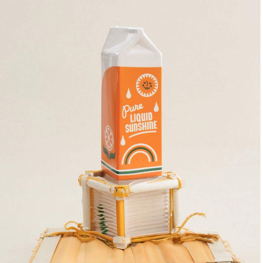 Joivida Aesthetic Orange Juice Box Ceramic Vase – Unique Small Flower Pot, Cute Home Decor & Gift Idea - Orange Color - View 1