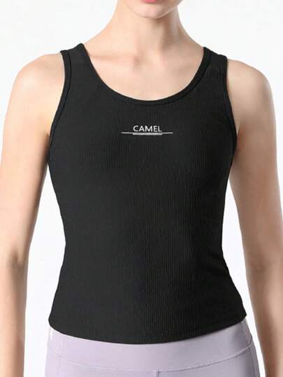 CAMEL CROWN 女士运动背心，骆驼牌运动背心夏季跑步服上衣外套训练健身服紧身衣