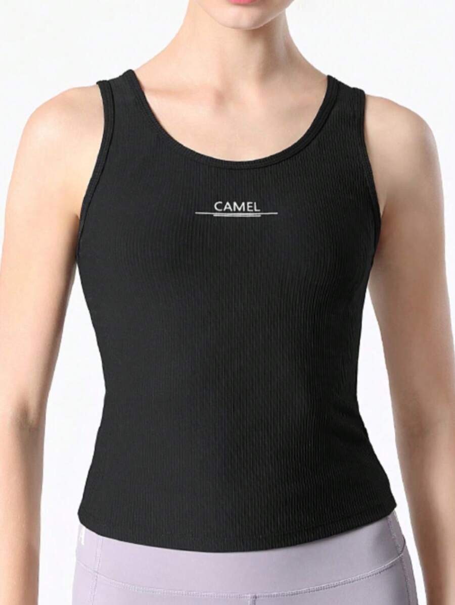 CAMEL CROWN Women's Sports Vest, Camel Sports Vest Summer Running Clothes Tops Outer Wear Training Fitness Clothes Tights