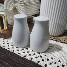 2pcs/Set Ceramic Condiment Storage Jars, Hotel & Home Kitchen Spice Containers, Hygienic Reusable Easy To Clean - White - View 5