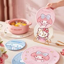 Sanrio 1 szt. podkładka izolacyjna Sanrio, talerz kuchenny zapobiegający poparzeniom, miska, podkładka pod garnek, podkładka pod kubek do herbaty, mata izolacyjna na stół jadalny odporna na wysokie temperatury.
