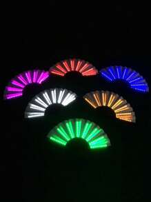 Abanico plegable grande con luces LED para fiesta, regalo, espectáculo, boda, cumpleaños, decoración del hogar, discoteca, accesorios fluorescentes, cosplay, que brilla en la oscuridad (sin batería)