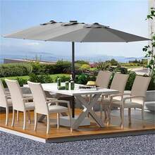 Meiyiu 13FT Large Double-Sided Patio Umbrella - Outdoor Rectangle Market Umbrella With Crank Handle & 12 Durable Ribs, Fade Resistant For Pool, Lawn, Garden, Backyard (No Base Included) - Grey - View 6