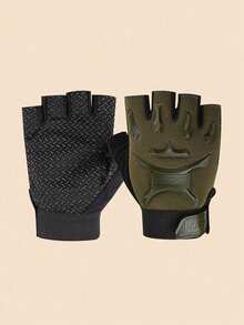 1 双儿童半指骑行手套，透气防滑露指自行车手套，减震运动训练手套，男童款 - 1Pair - 查看 3