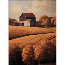 1pc Wall Arts Posters Optional Frame Nordic Autumn Farmhouse Landscape Poster Prints For Living Room Home Decor Abstract Rustic Scenery Canvas Painting Wall Art Vintage - Multicolor - View 102