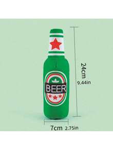 PETSIN 1pc Pet Plush Sound Making Bb Toy, Simulated Beer Bottle & Fruit Juice Pattern Cat Plaything, Dog Chew Toy Resistant To Bites - Green - View 9