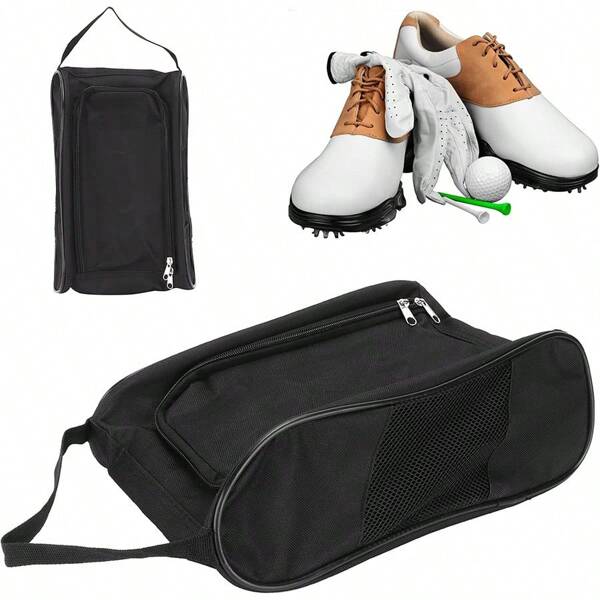 1 pieza Bolsa para zapatos de golf, bolsa de almacenamiento de zapatos, bolsa de zapatos impermeable para viajes, caja de almacenamiento de zapatos portátil, almacenamiento de zapatos para deportes y acondicionamiento físico, adecuado para golf, gimnasio, viajes y la mayoría de los zapatos