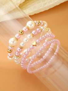 4pcs/Set Simple & Practical Pearl Bracelets