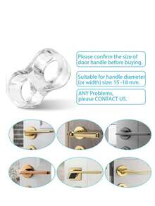 10 piezas Tope de puerta de PVC transparente, Tope de goma para manija de puerta, Protector para manija de puerta - transparente - Ver 4