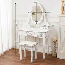 Vanity Desk With Lights, Vanity Mirror With Lights Desk And Chair, Vanity With LED Lights, Corner Vanity Desk With Lights, White - 1 - View 6