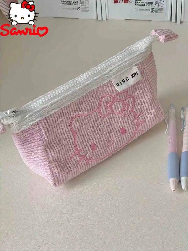 Sanrio 1 قطعة حافظة أقلام جميلة مصنوعة من القطيفة، حقيبة تخزين القرطاسية على مكتب الفتيات، بسعة كبيرة