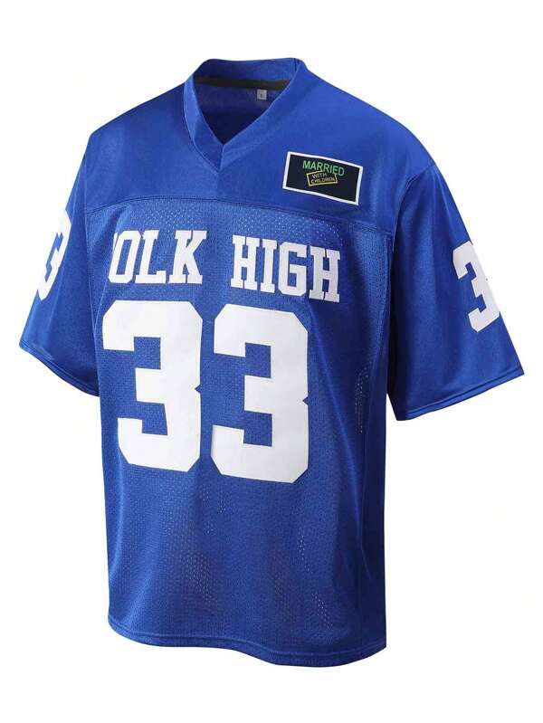 Atonmore Herren American Football Trikot-inspiriertes T-Shirt im Boyfriendlook, mit Nummer 33 und Bestickung, San Francisco 79ers