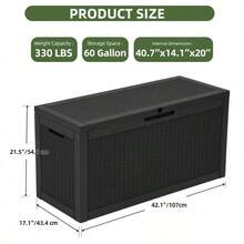 60 Gallon Outdoor Resin Deck Box WeatherproofLockable Rattan Storage Box For Garden Patio Black - Black - View 3