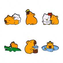 Six Capybara Badges With Non - Repeating Patterns And Cute Cartoon Designs. They Are Perfect For Adorning School Bags, Backpacks, Denim Jackets, And Baseball Jackets. Ideal For Wearing At Theme Parties And Campus Events, They Help Like - Minded People Start Conversations And Get Closer. They Make Great Gifts For Friends And Classmates, Especially For Birthdays And Festivals, And Also Hold Collectible Value.