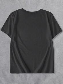 Camiseta de manga corta y cuello redondo para mujer de talla grande con estampado gráfico casual "Podría ser talla grande mala", camiseta holgada con cita humorística para el verano