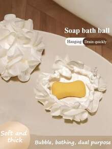 1/2/3Pcs 2-In-1 Washcloth Loofah Combo Loufee Washcloth That Holds Bar Soap-Exfoliation Mesh Shower Ball For Body Wash & Smooth Skin - Multicolor - View 2