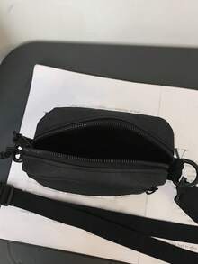 Minimalist Square Bag, Solid Black Color, Adjustable Shoulder Strap, Holiday Storage Pouch - Black - View 4