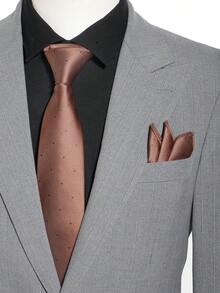 2pcs Men's Fashion Polka Dot Neck Tie & Handkerchief Set, Suitable For Hosting Wedding, Party, Festival Banquet - A - View 2