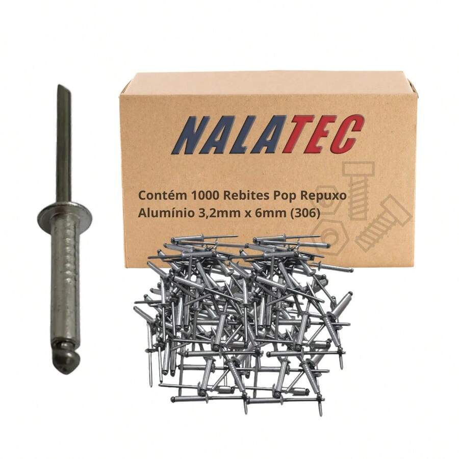 KIT com MIL Rebite Pop Repuxo Alumínio 3,2mm x 6mm (306) - Prata - Visão 1