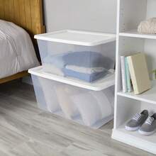 2 Pack 58 Quart Storage Box Clear Plastic Storage Bin With On Lid White - 58誇脫+白色 - 查看 3