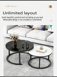 Nordic Modern Round Stone Coffee Table - Lightweight, Perfect For Small Living Rooms