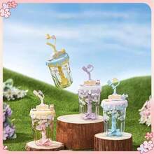 560毫升/18.94盎司 Ufufy 花卉系列雏菊吸管保温杯，大容量塑料摇摇杯，防漏卡通水瓶 - 紫色 - 查看 1