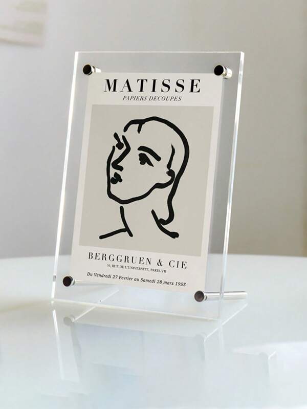 Elegant 6-Inch Crystal Clear Acrylic Photo Frame - Sleek Transparent Display Stand With Metal Accents For Postcards, Photos & Artwork - Perfect Desktop Decor, Office Decor