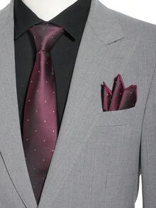 2pcs Men's Fashion Polka Dot Neck Tie & Handkerchief Set, Suitable For Hosting Wedding, Party, Festival Banquet - A - View 3