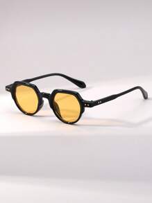 1 buc ochelari de soare retro pentru bărbați, cu ramă rotundă mică, stil Street Shooting, de înaltă calitate, potriviți pentru uz zilnic și decor