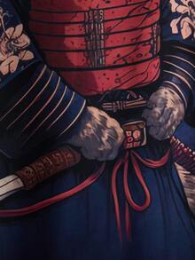 Japanese Style Unique Vintage Cat Samurai Print Kimono Jacket Cover Up, Lightweight Loose Fit Plus Size Beach Cover Up, Summer