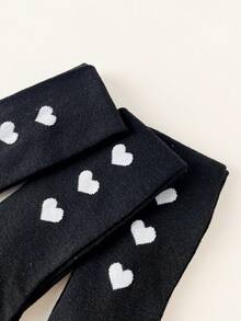 3 Pairs Baby Toddler Leggings Socks Newborn To 10-Year-Old Kids- Ideal For Daily Wear Girls Tights Black Heart-Shaped Pattern, Minimalist Style Baby Leggings - Multicolor - View 4