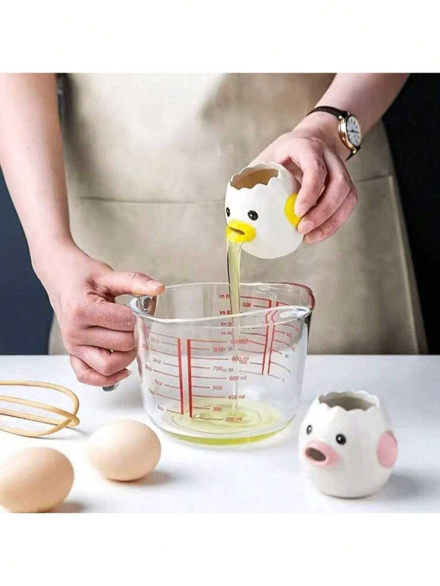 Cute Ceramic Chicken Egg Separator - Creative Yolk & Egg White Filtration, Baking Kitchen Tool - Multicolor - View 1