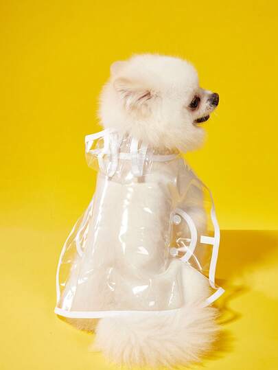 PETSIN 透明防水狗雨衣，適用於小型和中型狗，泰迪和比熊犬遛狗雨天衣服