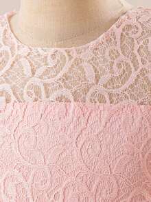 Tween Girls Lace 3/4 Sleeve Bow Mesh Elegant Birthday Party Princess Dress, Suitable For School Graduation Prom Flower Girl, Headband Not Included - Baby Pink - View 5