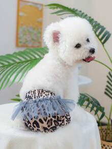 1pc Pet Clothes, Fashionable Happy Dog Outfit For Small Dogs & Puppies, Comfortable & Chic Leopard Print Diaper Pants - Multicolor - View 4