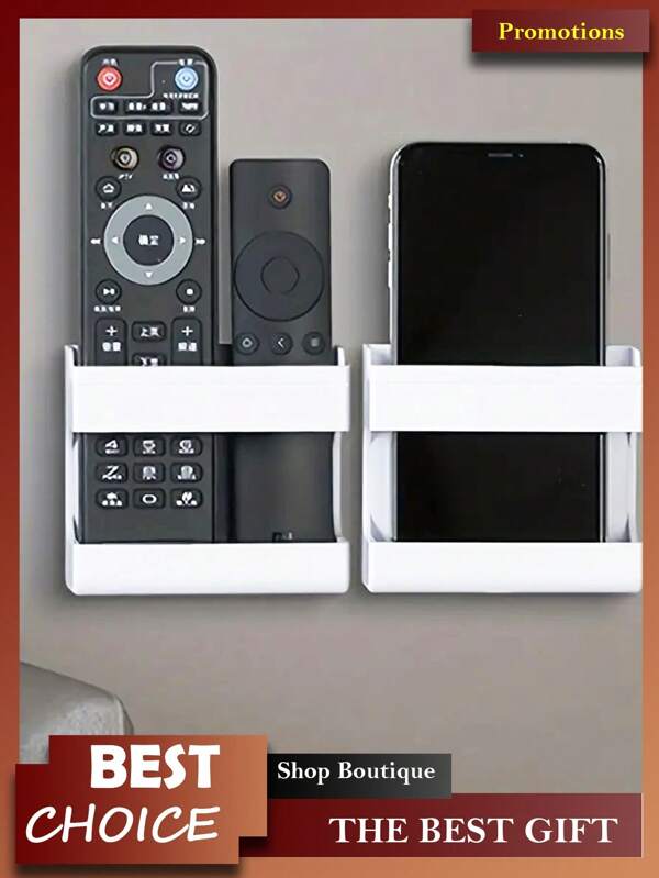 4pcs Wall Mounted Remote Control Storage Box, Mobile Phone Charging Bracket, Enclosure Type Storage Rack,Multifunctional Phone Charging Holder, Wall-Mounted Adhesive Shelf, Storage Organizer Rack, Bedside Fixed Stand, Home And Office Storage Accessories, No Drill Universal Bracket Holder,Wall Mounted Storage, Wall Mounted Storage Box, Toothbrush Storage Box