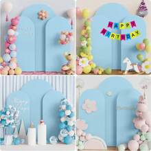 Bogenförmiger Hintergrund, 1,5 m, 1,8 m, 2 m, 2,2 m hellblaue Hochzeitsbogen Abdeckung mit 2 Seiten Spandex Passform Stoff Bogen, geeignet für Geburtstags-Party Hochzeitsbogen Ständer Dekoration (Regal nicht enthalten, nur Stoffhintergrund)