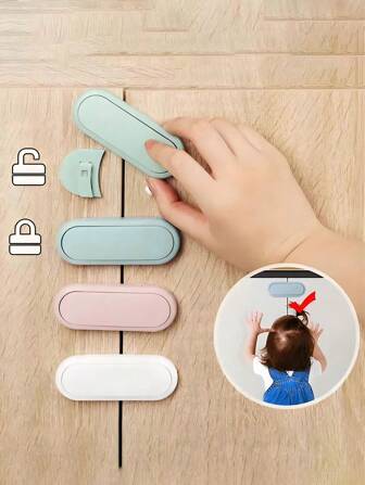 Child Cabinet Lock, No-Drill Fridge Freezer & Cabinet Door Lock With Finger Pinch Protection, Strong Adhesive Baby Proof Lock For Cabinets, Ovens, Drawers And Refrigerators, Baby Proof Fridge And Cabinet Lock, No-Drill Baby Proof Door Lock