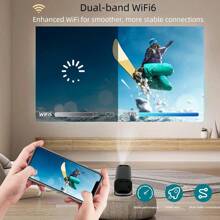 HASATEK HASATEK przenośny inteligentny projektor 4K HY320, Android 11, 4K 1280*1080P, podwójne WiFi, regulowany w zakresie 180°, odpowiedni na kemping i do kina domowego, idealny prezent dla rodziny i przyjaciół
