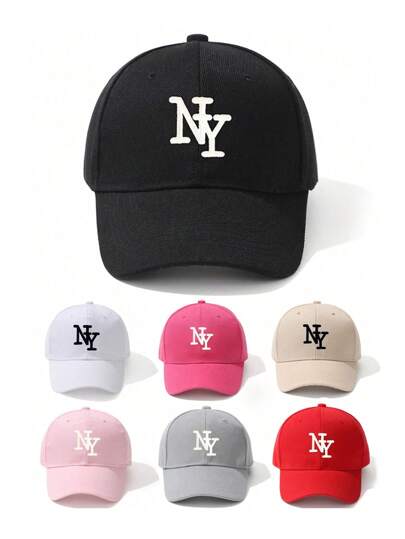 1 قطعة قبعة بيسبول طباعة أحرف نيويورك ملونة للنساء، عصرية وشاملة، مناسبة للرياضة الخارجية والسفر اليومي في الربيع والصيف والخريف