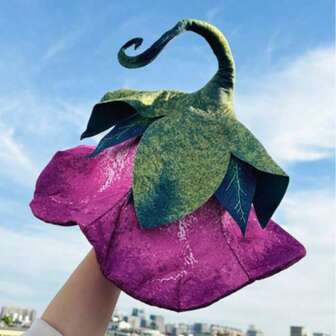 1顶毛毡派对帽，复古莲花造型，牵牛花设计，新年派对帽，毛毡材质