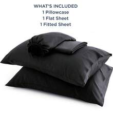 Bedsure Queen Sheet Set, Cooling Sheets For Queen Size Bed Set, Rayon Derived From Bamboo, Breathable & Soft Deep Pocket Up To 16 Inches, Hotel Luxury Silky Bedding, Bedsheet & Pillowcases, Dark Grey - 09 - 黑色 - 查看 5