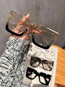 1/4pcs Women Geometric Large Frame Plastic Casual Style Classic Chunky Modern Simple Style Portable Glasses Combination For Driving Daily Life Reading Decoration