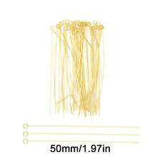 50pcs/Set Golden T-Shape Flattened Head Pins Looped Eye Pins, 316 Stainless Steel Bendable For DIY Jewelry Making,Bracelet, Necklace, Earring Craft Supplies, Size: 20/30/40mm - Gold - View 22