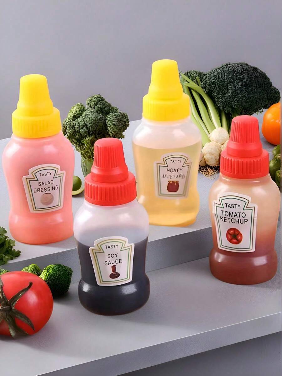 4 confezioni di mini bottiglie portatili per condimenti da campeggio e picnic