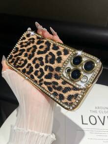 1pc Rhinestone Fashionable Leopard Print Gold Plated Phone Case Compatible With IPhone 11/11 Pro/11 Pro Max/12/12 Pro/12 Pro Max/13/13 Pro/13 Pro Max/14/14 Pro/14 Pro Max/15/15 Pro/15 Plus/15 Pro Max/16/16 Pro/16 Pro Max/16 Plus - Multicolor - View 18